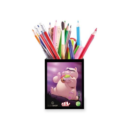 White plastic pencil holder...