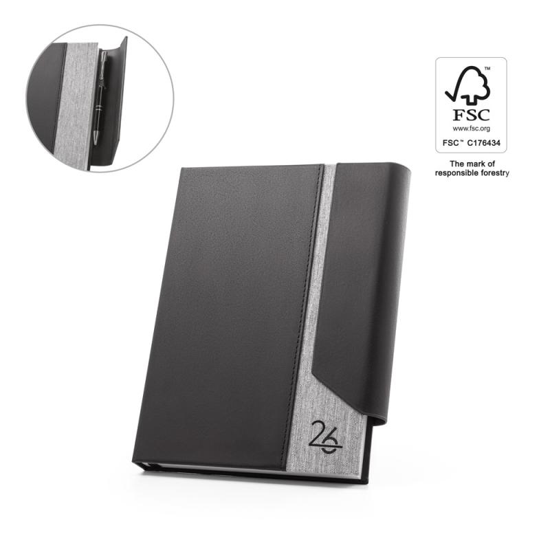 Agenda A5 em PU reciclado e 300D rPET Austen