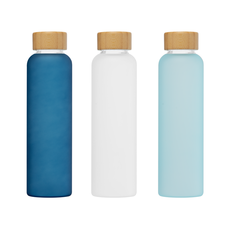 Botella de vidrio borosilicato mate de 590 ml con tapa de bambú Lucerna