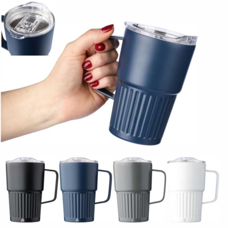 Copo de viagem de parede dupla em aço inoxidável reciclado (450 ml) Calo