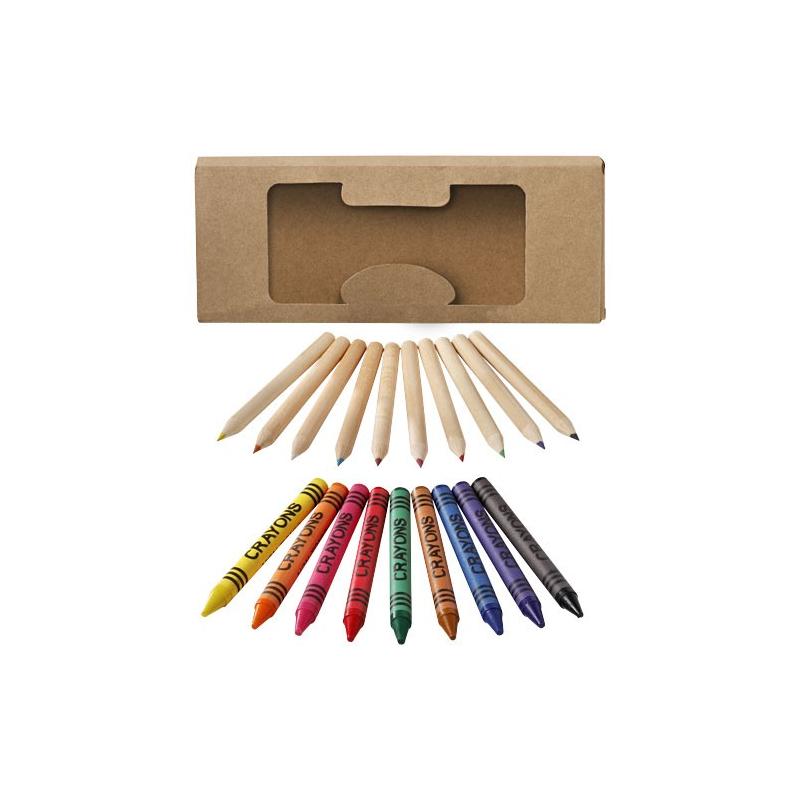 Conjunto de 19 lápices de color y lápices de cera Lucky