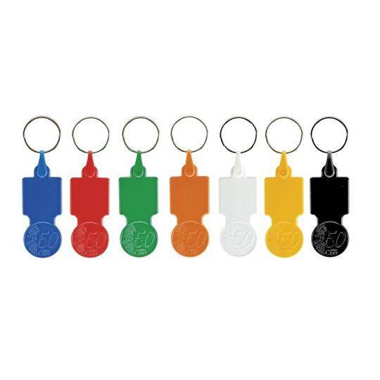 Porta-chaves de plástico com ficha 0,50 para carrinho