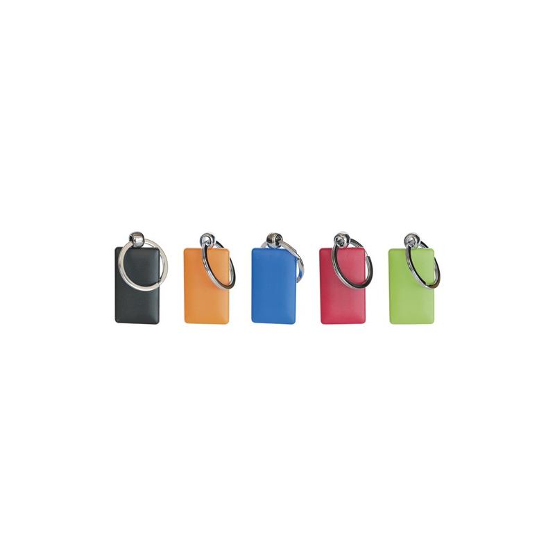 Rectangular plastic and metal keyring