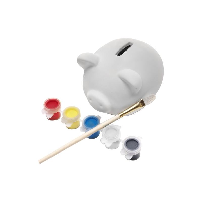 Plaster piggy bank with Monika brush